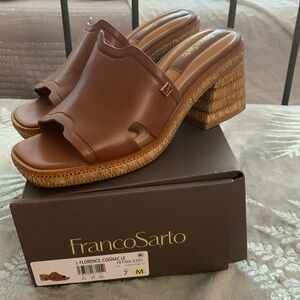 Franco Sarto size 7 Cognac sandal.  Style is Florence.  Worn once.  Boxed.